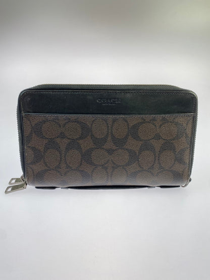 【中古品】【メンズ/レディース】 COACH コーチ F66562 ダブルジップ トラベルオーガナイザー セカンドバッグ 財布 ストラップ欠品 180-260329-AS-20-min カラー：ブラック 万代Net店