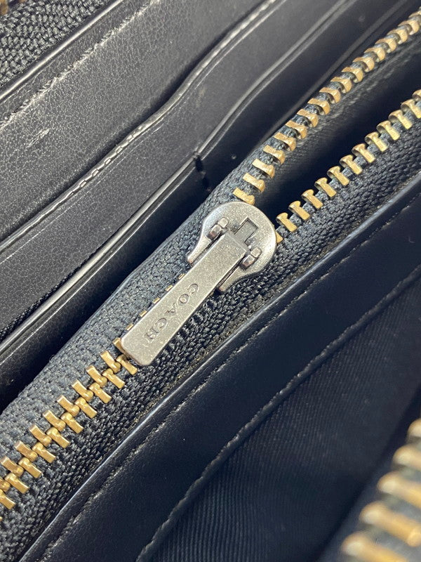 【中古品】【メンズ/レディース】 COACH コーチ F66562 ダブルジップ トラベルオーガナイザー セカンドバッグ 財布 ストラップ欠品 180-260329-AS-20-min カラー：ブラック 万代Net店