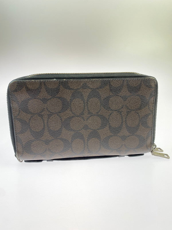 【中古品】【メンズ/レディース】 COACH コーチ F66562 ダブルジップ トラベルオーガナイザー セカンドバッグ 財布 ストラップ欠品 180-260329-AS-20-min カラー：ブラック 万代Net店