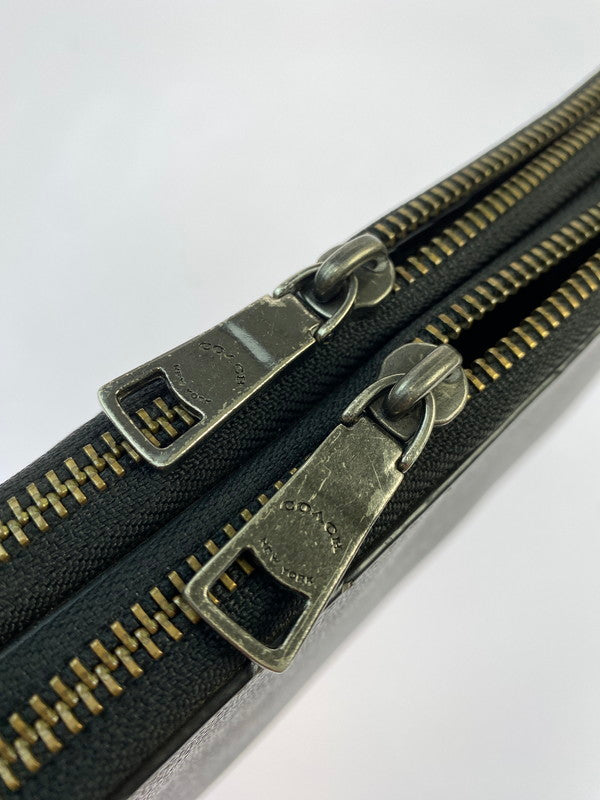 【中古品】【メンズ/レディース】 COACH コーチ F66562 ダブルジップ トラベルオーガナイザー セカンドバッグ 財布 ストラップ欠品 180-260329-AS-20-min カラー：ブラック 万代Net店