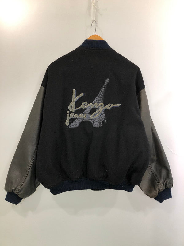 【中古品】【メンズ】 KENZO ケンゾー 90S 北斎タグ STADIUM JACKET 90年代 スタジアムジャケット メンズ アウター スタジャン 141-260324-em-13-min サイズ：FREE カラー：ブラック/グレー 万代Net店