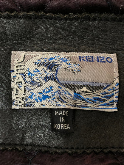 【中古品】【メンズ】 KENZO ケンゾー 90S 北斎タグ STADIUM JACKET 90年代 スタジアムジャケット メンズ アウター スタジャン 141-260324-em-13-min サイズ：FREE カラー：ブラック/グレー 万代Net店