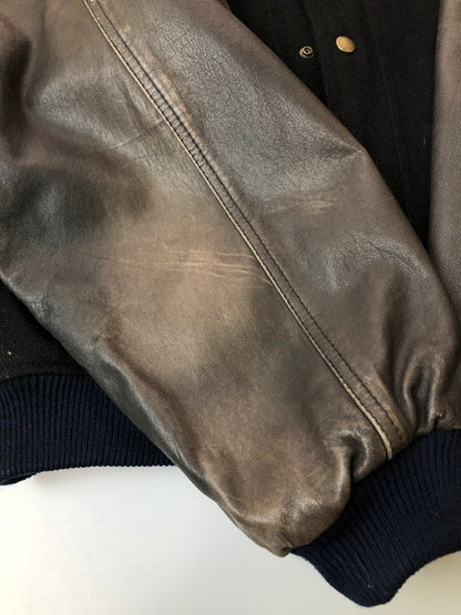 【中古品】【メンズ】 KENZO ケンゾー 90S 北斎タグ STADIUM JACKET 90年代 スタジアムジャケット メンズ アウター スタジャン 141-260324-em-13-min サイズ：FREE カラー：ブラック/グレー 万代Net店