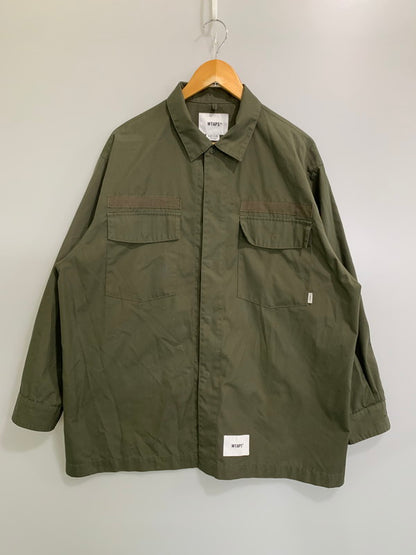 【中古品】【メンズ】 WTAPS ダブルタップス HUEY LS CTPL.WEATHER 222BRDT-SHM03 ヒューイ コットンポリエステル ウェザー ロングスリーブシャツ アウター 142-260328-SH-15-min サイズ：03 カラー：オリーブ 万代Net店