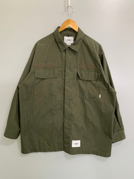 【中古品】【メンズ】 WTAPS ダブルタップス HUEY LS CTPL.WEATHER 222BRDT-SHM03 ヒューイ コットンポリエステル ウェザー ロングスリーブシャツ アウター 142-260328-SH-15-min サイズ：03 カラー：オリーブ 万代Net店
