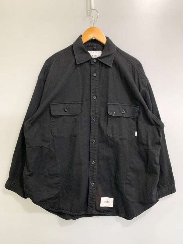 【中古品】【メンズ】 WTAPS ダブルタップス WCPO 02 LS COTTON TWILL SHIRT 222WVDT-SHM05 ロングスリーブ コットンツイルシャツ アウター 142-260328-SH-16-min サイズ：02 カラー：ブラック 万代Net店