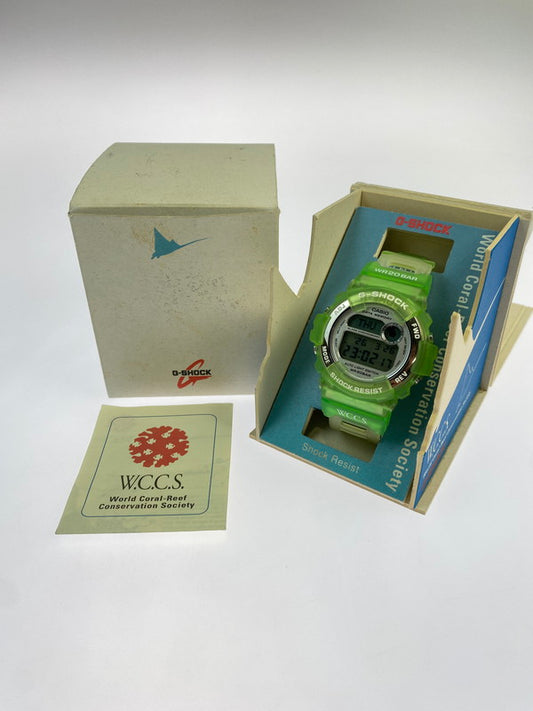 【中古美品】【メンズ】 G-SHOCK ジーショック DW9600-WC 世界サンゴ礁保護協会 デジタル腕時計 196-260329-AS-33-min カラー：グリーン 万代Net店