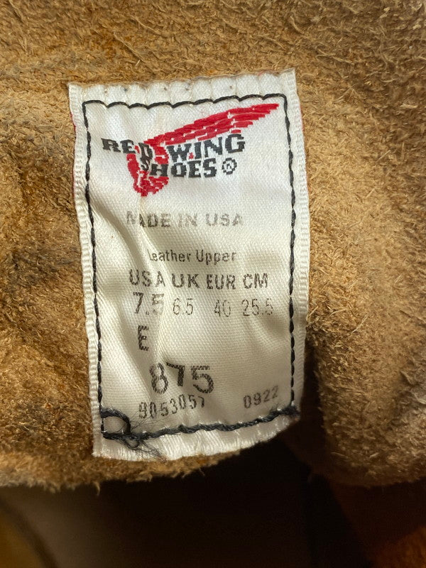 【中古品】【メンズ/レディース】 RED WING レッドウィング 875 IRISH SETTER BOOTS 靴 シューズ ブーツ 164-260329-AS-51-min サイズ：25.5cm カラー：ブラウン 万代Net店