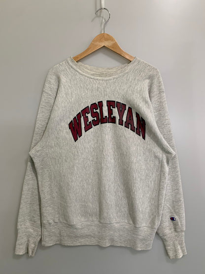 【中古品】【メンズ】 Champion チャンピオン 90’s 刺繍タグ "WESLEYAN" REVERSE WEAVE SWEATSHIRT 90年代 ウェズリアン リバースウィーブ スウェットシャツ トップス 146-260328-SH-05-min サイズ：L カラー：グレー 万代Net店