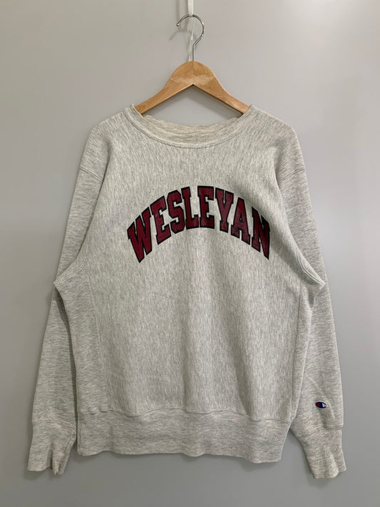 【中古品】【メンズ】 Champion チャンピオン 90’s 刺繍タグ "WESLEYAN" REVERSE WEAVE SWEATSHIRT 90年代 ウェズリアン リバースウィーブ スウェットシャツ トップス 146-260328-SH-05-min サイズ：L カラー：グレー 万代Net店