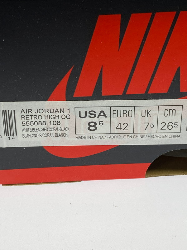 【ジャンク品】【メンズ】 NIKE ナイキ 555088-108 AIR JORDAN 1 RETRO HIGH OG 靴 シューズ スニーカー SNEAKER 160-260402-KS-13-min サイズ：26.5cm カラー：WHITE/BLEACHED CORAL-BLACK 万代Net店