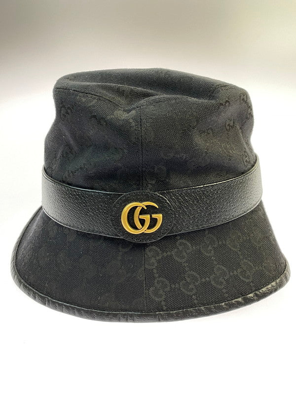 【中古品】【メンズ】 GUCCI グッチ GG CANVAS BUCKET HAT BL576587 GGキャンバス バケットハット 帽子 183-260403-em-38-min サイズ：M カラー：ブラック 万代Net店