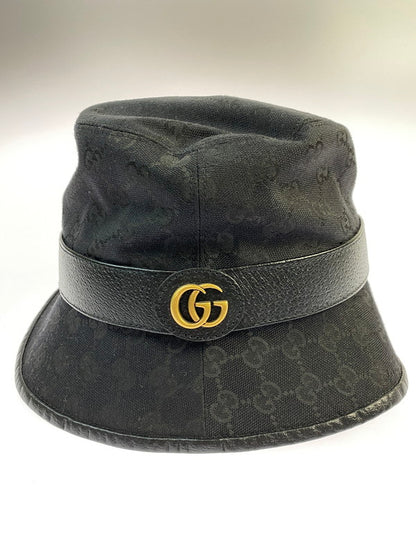 【中古品】【メンズ】 GUCCI グッチ GG CANVAS BUCKET HAT BL576587 GGキャンバス バケットハット 帽子 183-260403-em-38-min サイズ：M カラー：ブラック 万代Net店