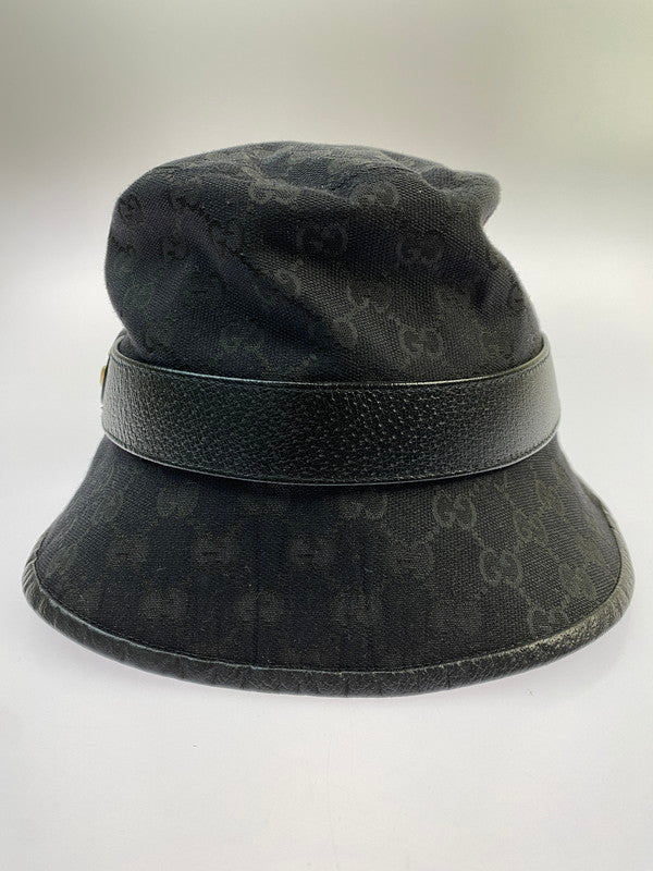 【中古品】【メンズ】 GUCCI グッチ GG CANVAS BUCKET HAT BL576587 GGキャンバス バケットハット 帽子 183-260403-em-38-min サイズ：M カラー：ブラック 万代Net店