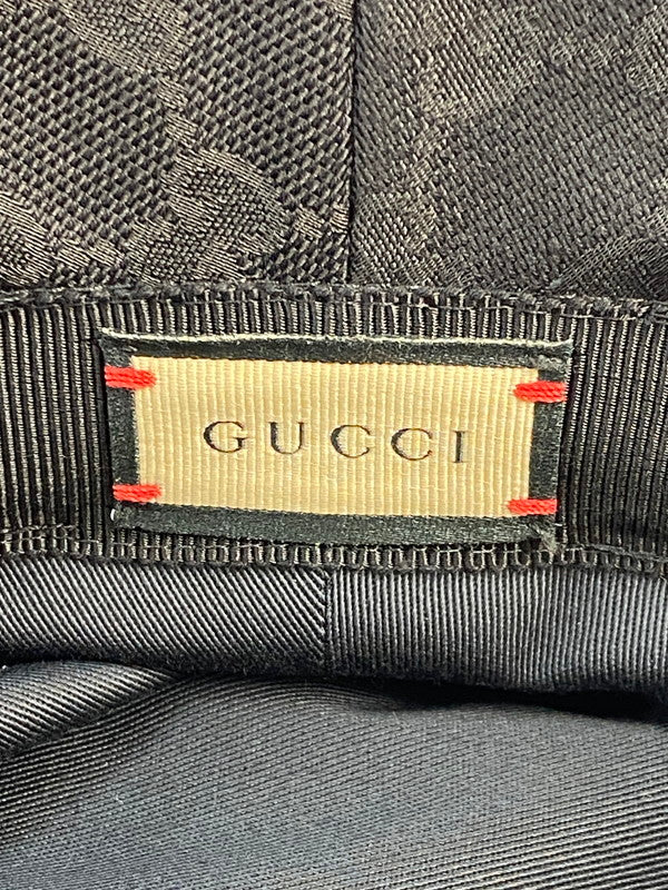 【中古品】【メンズ】 GUCCI グッチ GG CANVAS BUCKET HAT BL576587 GGキャンバス バケットハット 帽子 183-260403-em-38-min サイズ：M カラー：ブラック 万代Net店