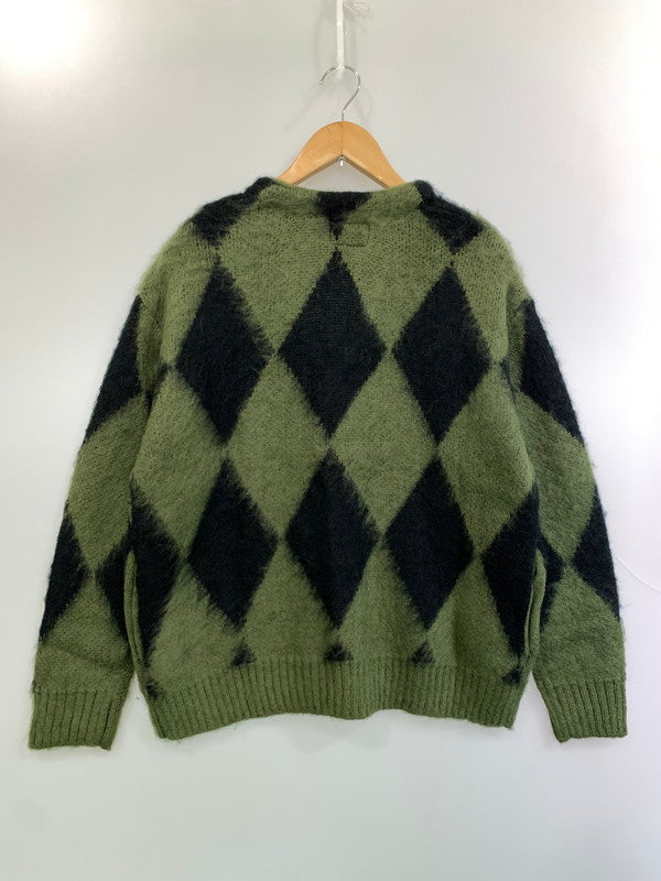 【中古美品】【メンズ】 WAX ワックス WX-0397 DIA CARDIGAN カーディガン 142-260402-zi-05-min サイズ：S カラー：ブラック/グリーンカーキ 万代Net店