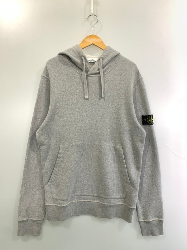 【現状渡し品】【メンズ】 STONE ISLAND ストーンアイランド 731564120 BRUSHED COTTON HOODIE ブラッシュドコットンフーディー 141-260402-zi-02-min サイズ：L カラー：グレー 万代Net店