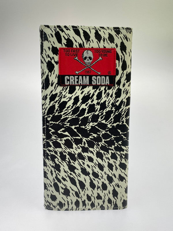 【中古品】【メンズ/レディース】 CREAM SODA クリームソーダ 長財布 白豹柄 ロングウォレット ファッション 小物 201-260403-em-63-min カラー：ブラック/ホワイト 万代Net店