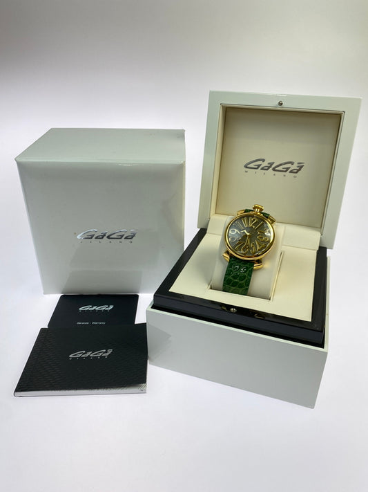 【中古品】【メンズ】 GAGA MILANO ガガ・ミラノ QUARTZ WATCH クオーツ ウォッチ 腕時計 時計 197-261021-jt-25-min カラー：”GREEN GOLD” 万代Net店
