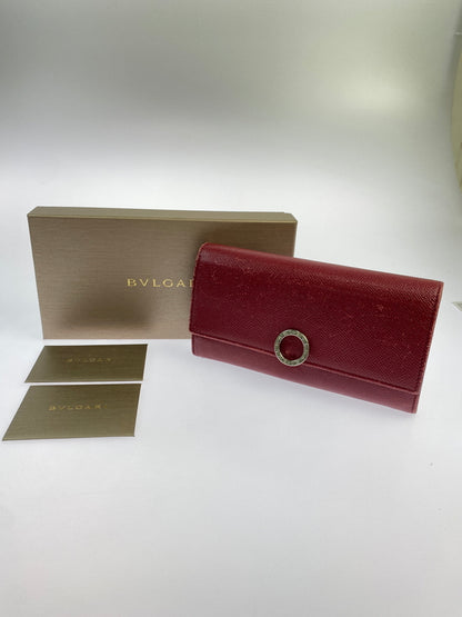 【現状渡し品】【レディース】 BVLGARI ブルガリ LEATHER LONG WALLET レザー ロングウォレット 長財布 181-260611-yn-11-min カラー：レッド 万代Net店