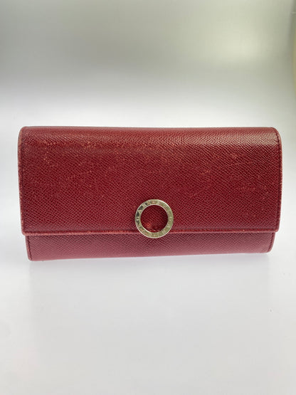 【現状渡し品】【レディース】 BVLGARI ブルガリ LEATHER LONG WALLET レザー ロングウォレット 長財布 181-260611-yn-11-min カラー：レッド 万代Net店