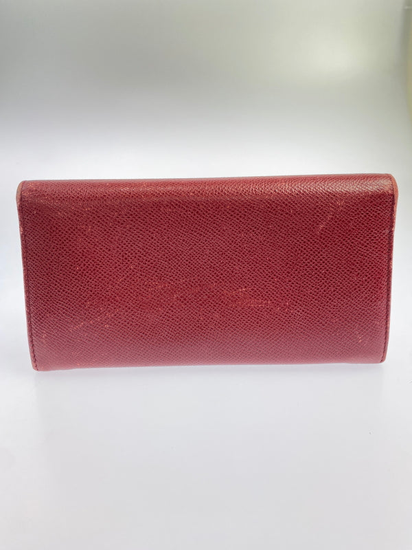 【現状渡し品】【レディース】 BVLGARI ブルガリ LEATHER LONG WALLET レザー ロングウォレット 長財布 181-260611-yn-11-min カラー：レッド 万代Net店