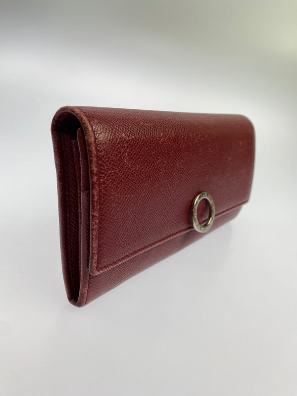 【現状渡し品】【レディース】 BVLGARI ブルガリ LEATHER LONG WALLET レザー ロングウォレット 長財布 181-260611-yn-11-min カラー：レッド 万代Net店