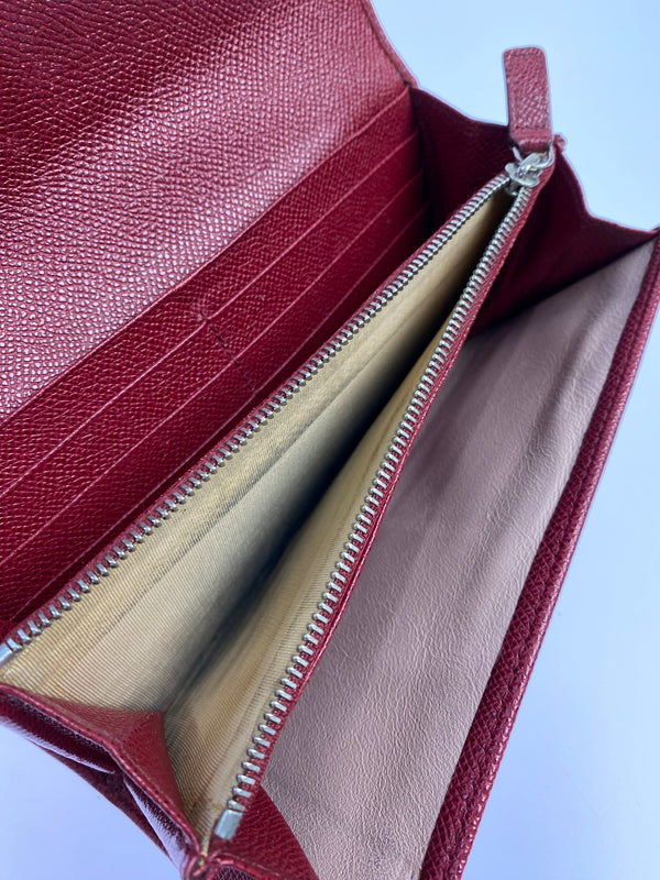 【現状渡し品】【レディース】 BVLGARI ブルガリ LEATHER LONG WALLET レザー ロングウォレット 長財布 181-260611-yn-11-min カラー：レッド 万代Net店