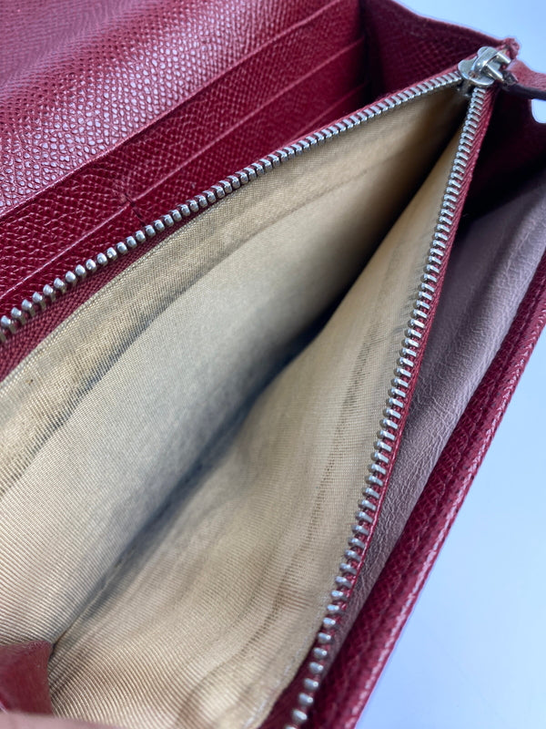 【現状渡し品】【レディース】 BVLGARI ブルガリ LEATHER LONG WALLET レザー ロングウォレット 長財布 181-260611-yn-11-min カラー：レッド 万代Net店