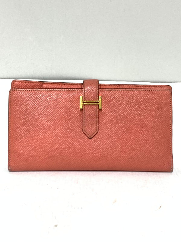【現状渡し品】【レディース】 HERMES エルメス ベアンスフレ 長財布 ロングウォレット 181-260407-AS-27-min カラー：コーラルピンク 万代Net店