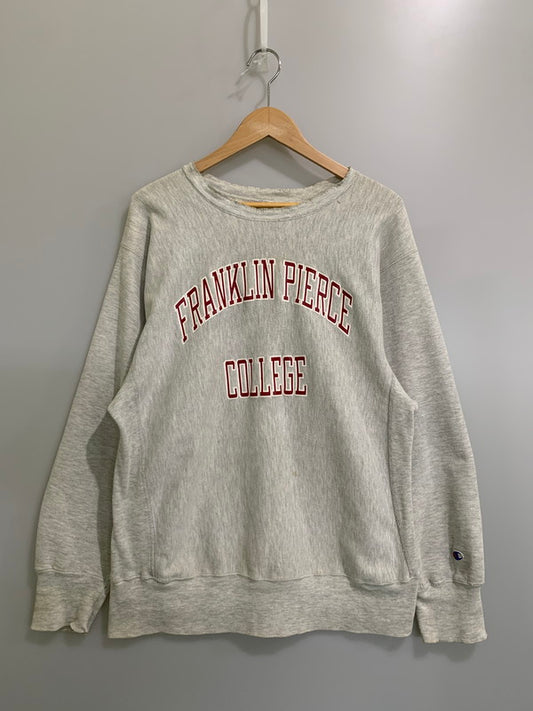 【現状渡し品】【メンズ】 Champion チャンピオン 90's FRANKLIN PIERCE COLLEGE REVERSE WEAVE CREWNECK SWEATSHIRT 90年代 フランクリン・ピアス大学 リバースウィーブ クルーネックスウェットシャツ トップス トレーナー 146-260404-kk-05-min サイズ：XL カラー：グレー 万代Net店