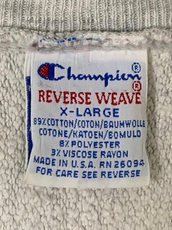 【現状渡し品】【メンズ】 Champion チャンピオン 90's FRANKLIN PIERCE COLLEGE REVERSE WEAVE CREWNECK SWEATSHIRT 90年代 フランクリン・ピアス大学 リバースウィーブ クルーネックスウェットシャツ トップス トレーナー 146-260404-kk-05-min サイズ：XL カラー：グレー 万代Net店
