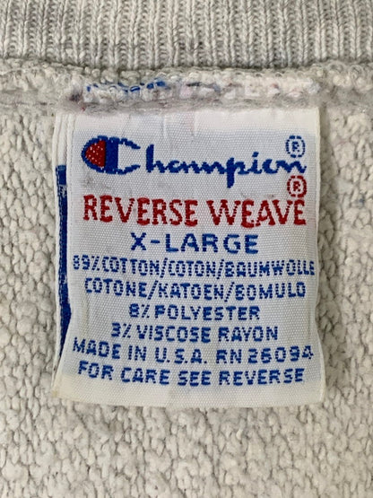 【現状渡し品】【メンズ】 Champion チャンピオン 90's FRANKLIN PIERCE COLLEGE REVERSE WEAVE CREWNECK SWEATSHIRT 90年代 フランクリン・ピアス大学 リバースウィーブ クルーネックスウェットシャツ トップス トレーナー 146-260404-kk-05-min サイズ：XL カラー：グレー 万代Net店