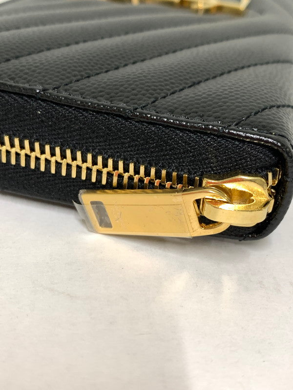 【中古品】【レディース】 SAINT LAURENT サンローラン 358094 ROUND ZIP WALLET 長財布 ロングウォレット 181-260407-AS-22-min カラー：ブラック 万代Net店
