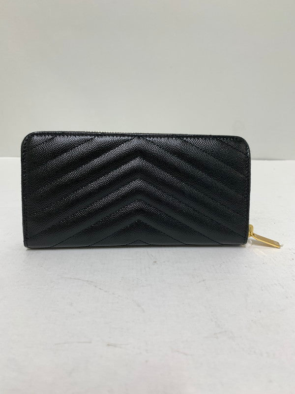 【中古品】【レディース】 SAINT LAURENT サンローラン 358094 ROUND ZIP WALLET 長財布 ロングウォレット 181-260407-AS-22-min カラー：ブラック 万代Net店