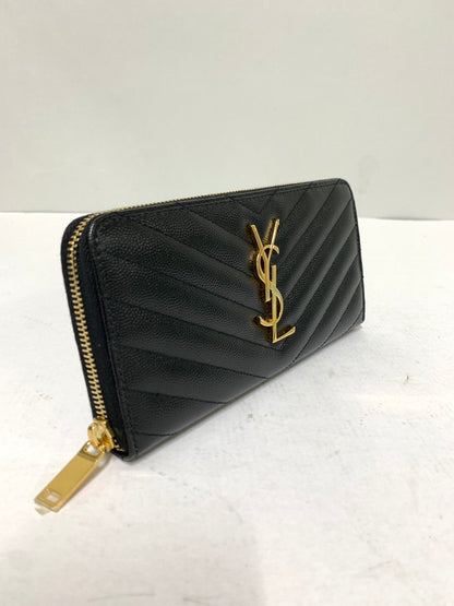 【中古品】【レディース】 SAINT LAURENT サンローラン 358094 ROUND ZIP WALLET 長財布 ロングウォレット 181-260407-AS-22-min カラー：ブラック 万代Net店