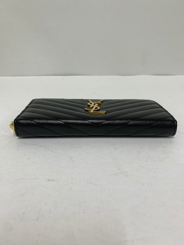 【中古品】【レディース】 SAINT LAURENT サンローラン 358094 ROUND ZIP WALLET 長財布 ロングウォレット 181-260407-AS-22-min カラー：ブラック 万代Net店