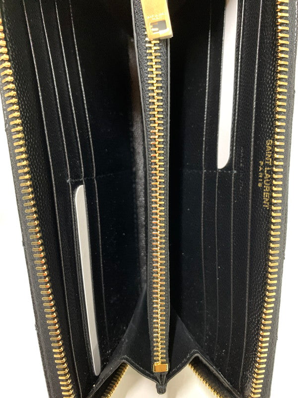 【中古品】【レディース】 SAINT LAURENT サンローラン 358094 ROUND ZIP WALLET 長財布 ロングウォレット 181-260407-AS-22-min カラー：ブラック 万代Net店