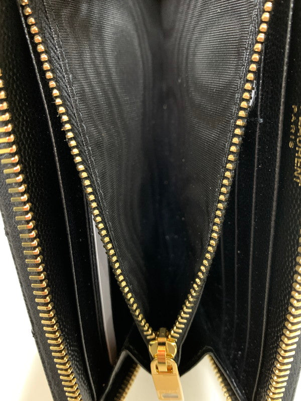 【中古品】【レディース】 SAINT LAURENT サンローラン 358094 ROUND ZIP WALLET 長財布 ロングウォレット 181-260407-AS-22-min カラー：ブラック 万代Net店