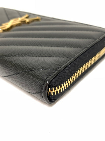 【中古品】【レディース】 SAINT LAURENT サンローラン 358094 ROUND ZIP WALLET 長財布 ロングウォレット 181-260407-AS-22-min カラー：ブラック 万代Net店