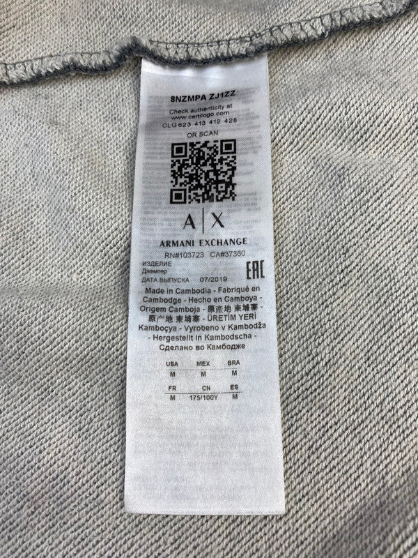 【中古品】【メンズ】 ARMANI EXCHANGE アルマーニエクスチェンジ 8NZMPA LOGO SWEATSHIRT ゴスウェットシャツ 長袖 トレーナー 141-260410-KS-03-min サイズ：M カラー：グレー 万代Net店