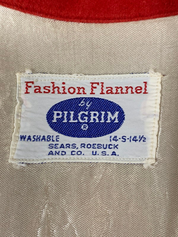 【中古品】【メンズ】 PILGRIM ピルグリム 60's WOOL SHIRT 60年代 ウールシャツ ヴィンテージ トップス 146-260412-SH-11-min カラー：レッド 万代Net店