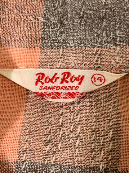 【中古品】【メンズ】 ROB ROY ロブロイ プルオーバーシャツ ロングスリーブシャツ トップス 146-260412-SH-06-min サイズ：14 カラー：ピンク/グレー 万代Net店
