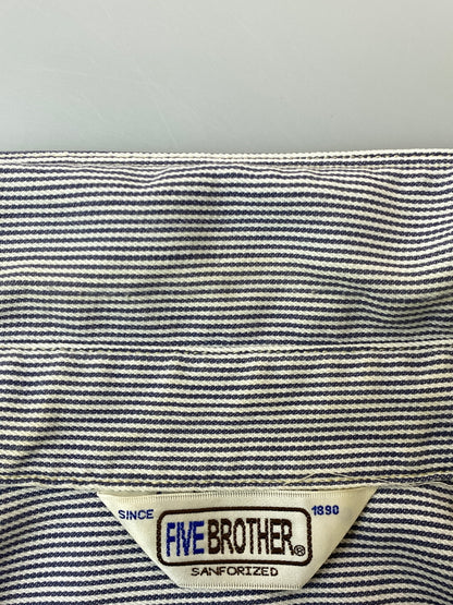 【中古品】【メンズ】 FIVE BROTHER ファイブブラザー 復刻 ストライプ ハーフジップ シャツ トップス 146-260626-jt-12-min サイズ：S カラー：ストライプ 万代Net店