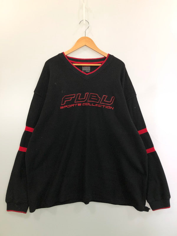 【現状渡し品】【メンズ】 FUBU フブ SPORTS COLLECTION SWEATSHIRT スウェットシャツ Vネック 146-260415-AS-22-min サイズ：L カラー：ブラック 万代Net店