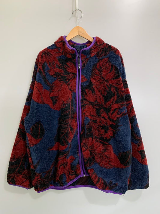 【現状渡し品】【メンズ】 HUF ハフ FL00154 SATIVA FLORAL FULL-ZIP SHERPA シェルパジャケット フリース アウター 142-260416-AS-14-min サイズ：XL カラー：レッド/ネイビー 万代Net店