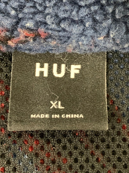 【現状渡し品】【メンズ】 HUF ハフ FL00154 SATIVA FLORAL FULL-ZIP SHERPA シェルパジャケット フリース アウター 142-260416-AS-14-min サイズ：XL カラー：レッド/ネイビー 万代Net店