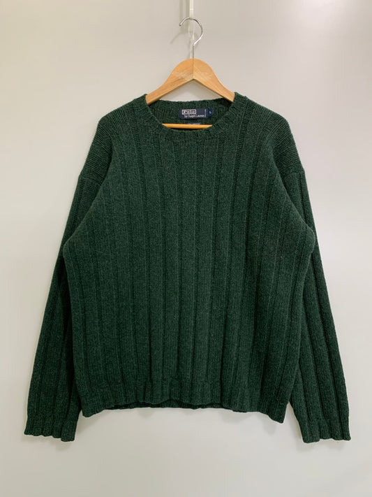 【中古品】【メンズ】 POLO RALPH LAUREN ポロ・ラルフローレン LAMB WOOL LS KNIT 146-260416-AS-4-min サイズ：L カラー：グリーン 万代Net店