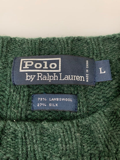 【中古品】【メンズ】 POLO RALPH LAUREN ポロ・ラルフローレン LAMB WOOL LS KNIT 146-260416-AS-4-min サイズ：L カラー：グリーン 万代Net店