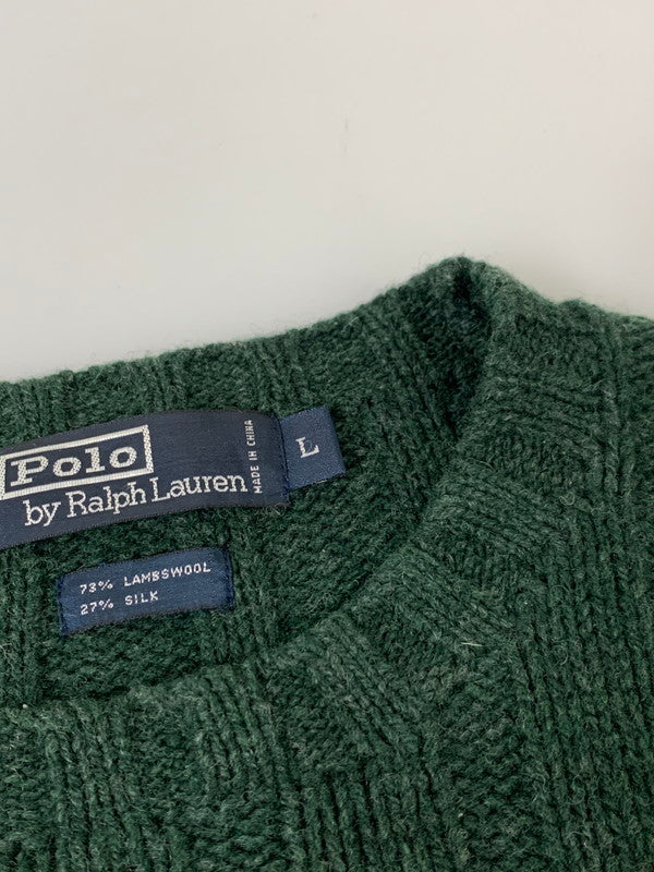 【中古品】【メンズ】 POLO RALPH LAUREN ポロ・ラルフローレン LAMB WOOL LS KNIT 146-260416-AS-4-min サイズ：L カラー：グリーン 万代Net店